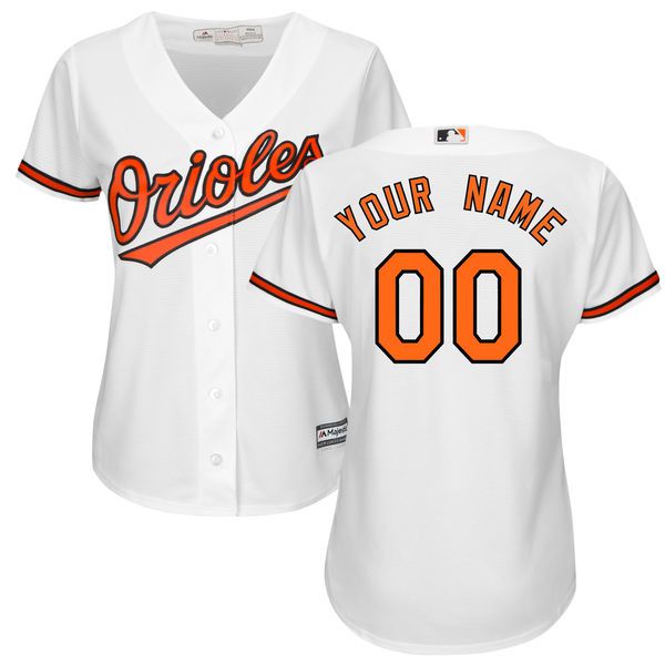 Women Baltimore Orioles Majestic White Home Cool Base Custom MLB Jersey->customized mlb jersey->Custom Jersey